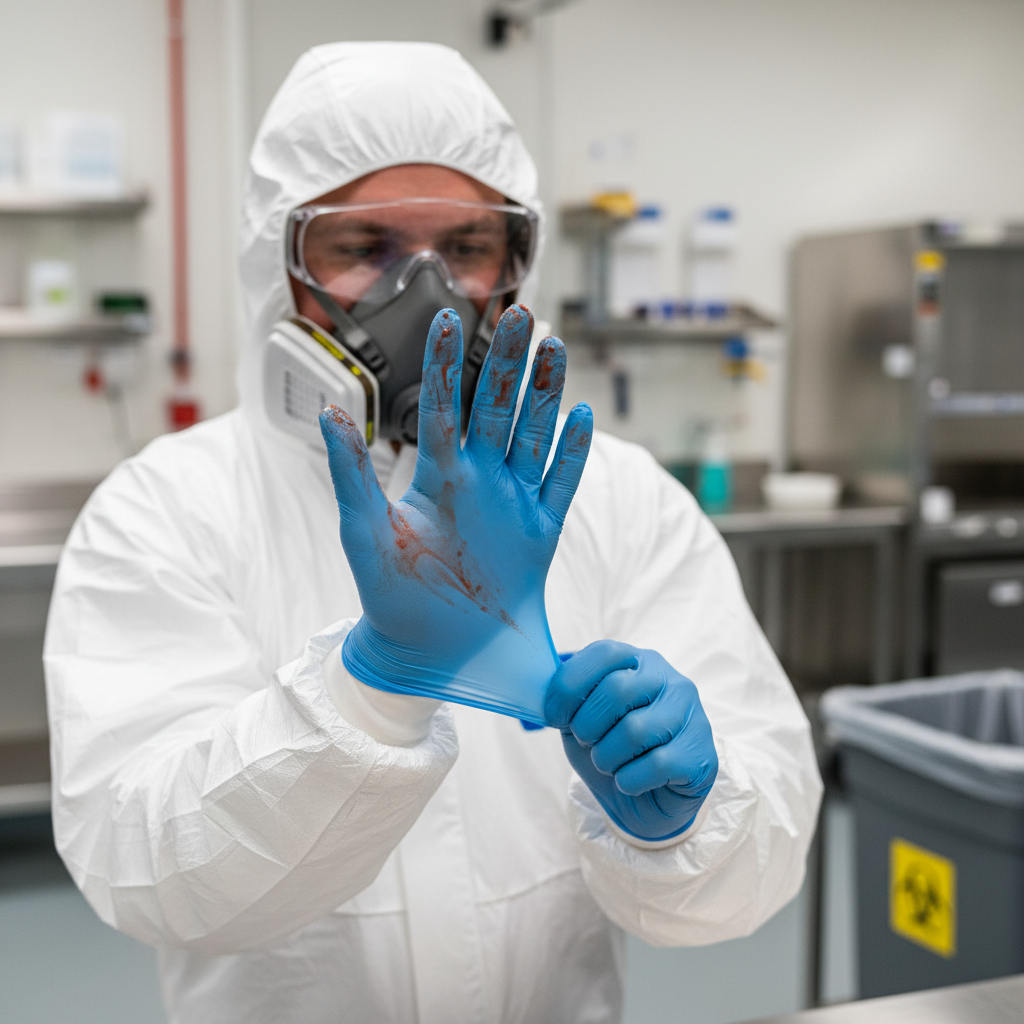 How to remove gloves possibly contaminated with biohazards